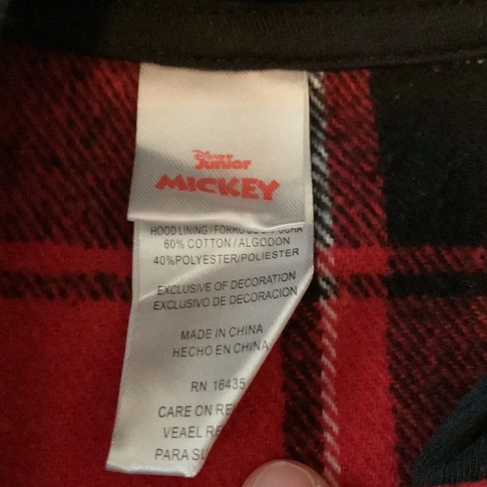 Disney Red & Black Plaid Mickey Jacket, Gray Mickey Shirt, & Black Pants 18 mo